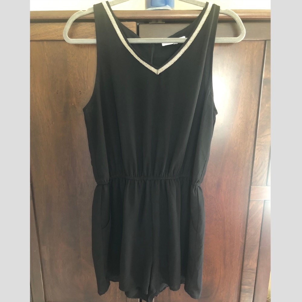 Shimmer Line V-Neck Romper